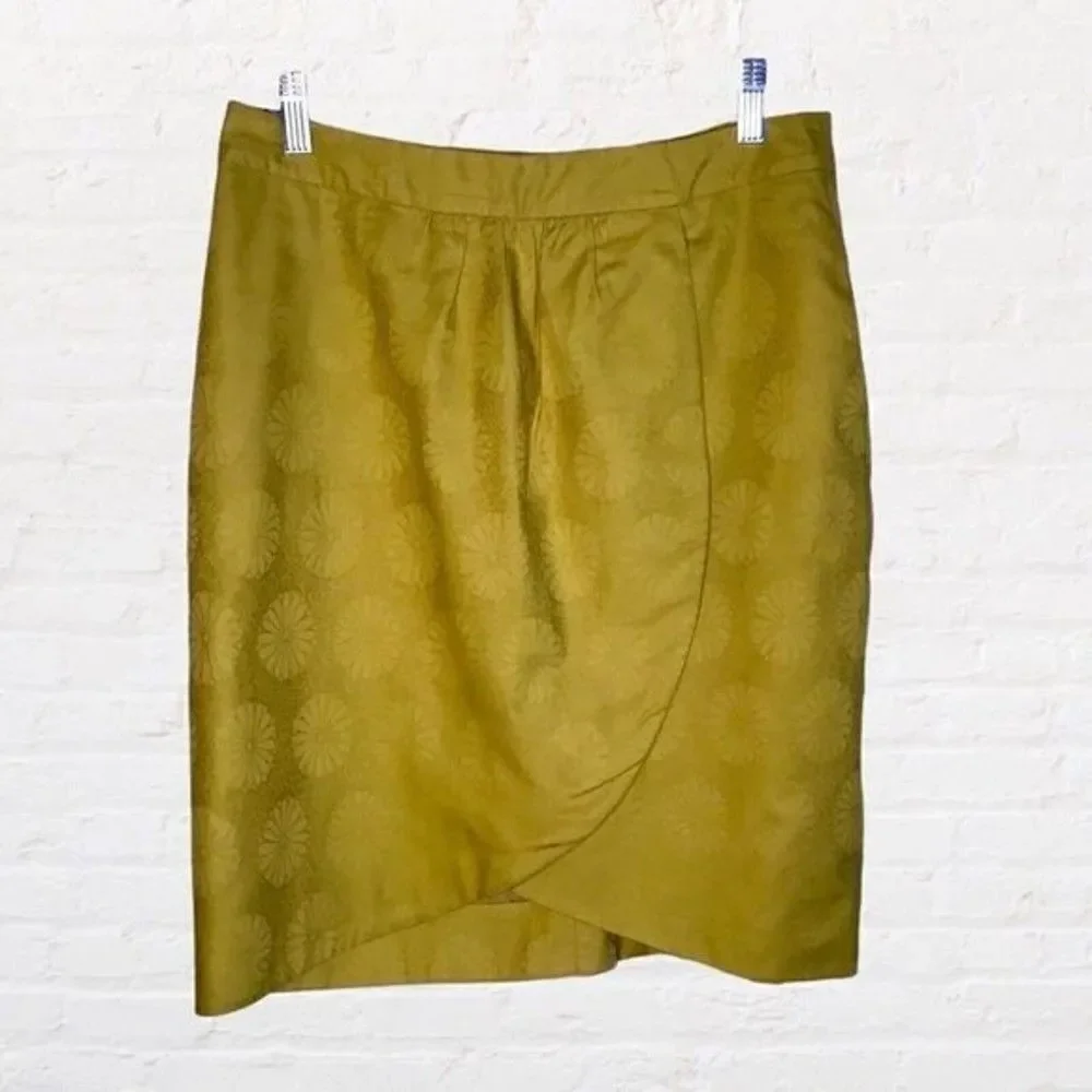 Anthropologie Edme & Esyllte‎ Jacquard Floral Pattern Zippered Midi Skirt Size 6